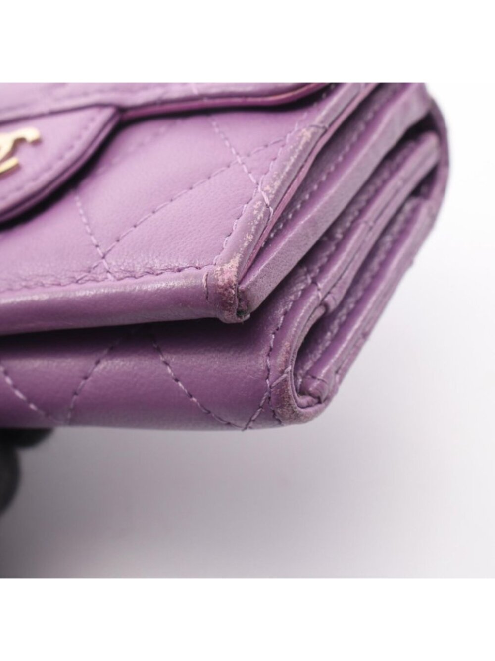Chanel Trifold Wallet Classic Small Flap Quilted Purple Lambskin - Picture 10 of 12